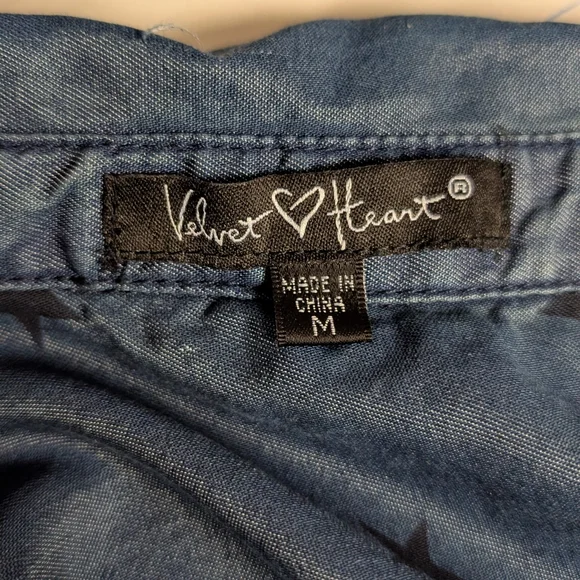 Velvet Heart Starry Blue Button-Down Shirt - Picture 5 of 8